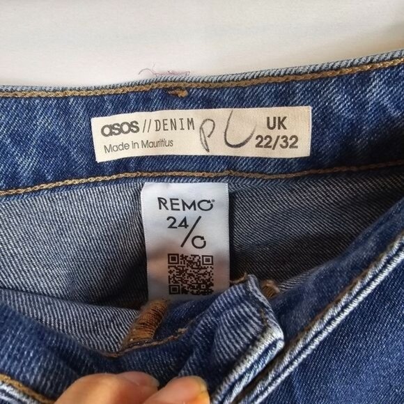 Asos Mom Jeans 18 High Waist Straight Leg Denim Stretch Cotton Blend Casual - Picture 5 of 7